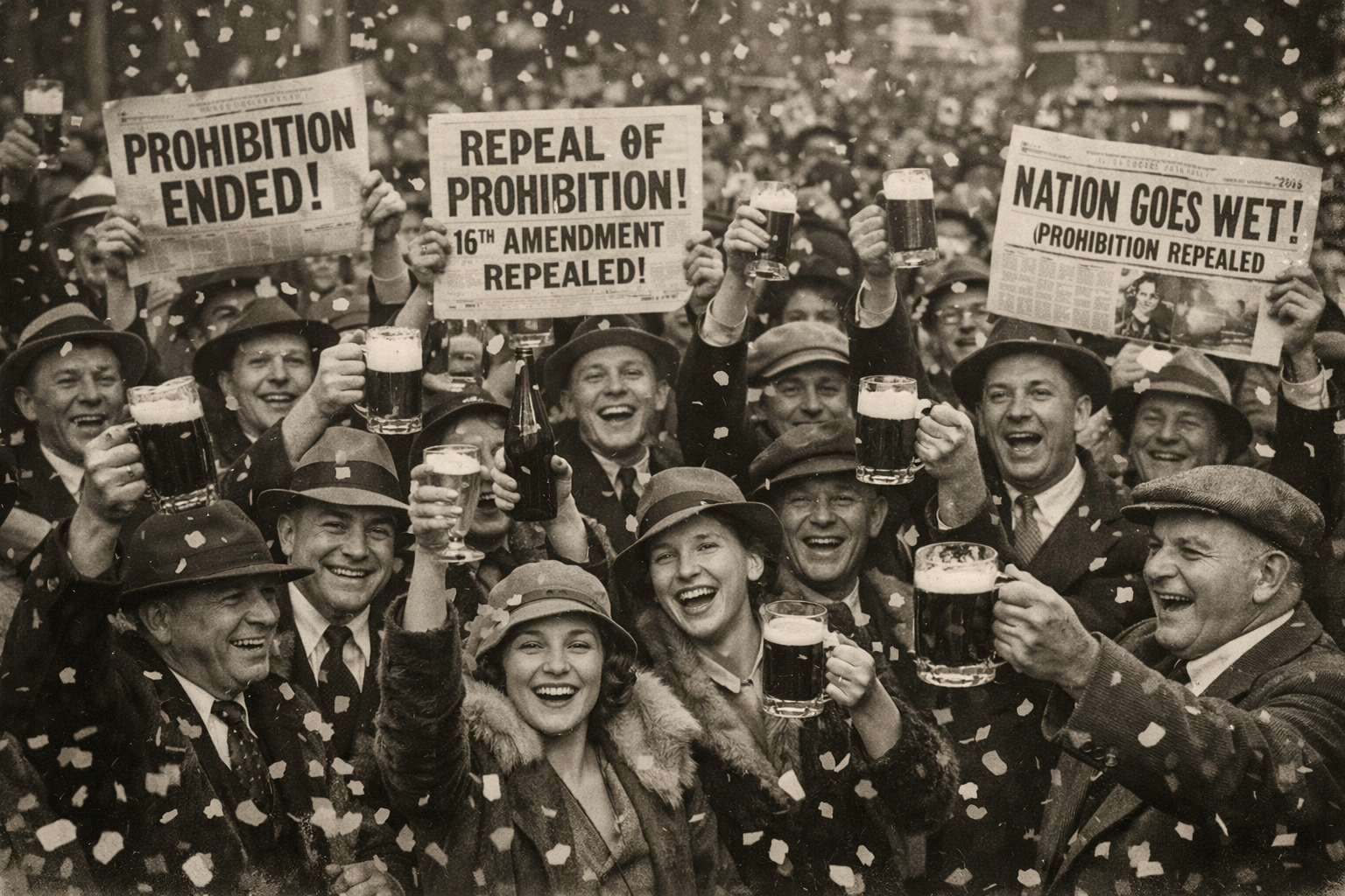 Celebración del fin de la Prohibición en Nueva York, diciembre 1933