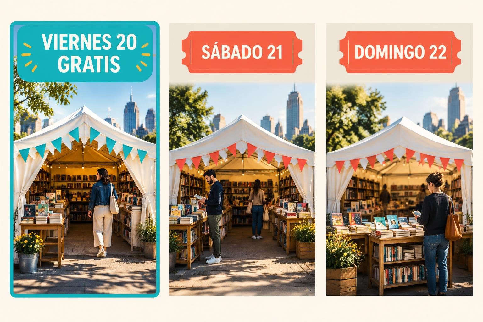 Infografía con los tres días de la Street Fair: viernes gratis y sábado y domingo con entrada