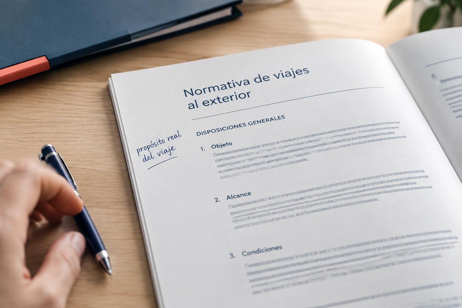 Página de un documento oficial estadounidense abierta sobre un escritorio, con anotaciones a mano en el margen